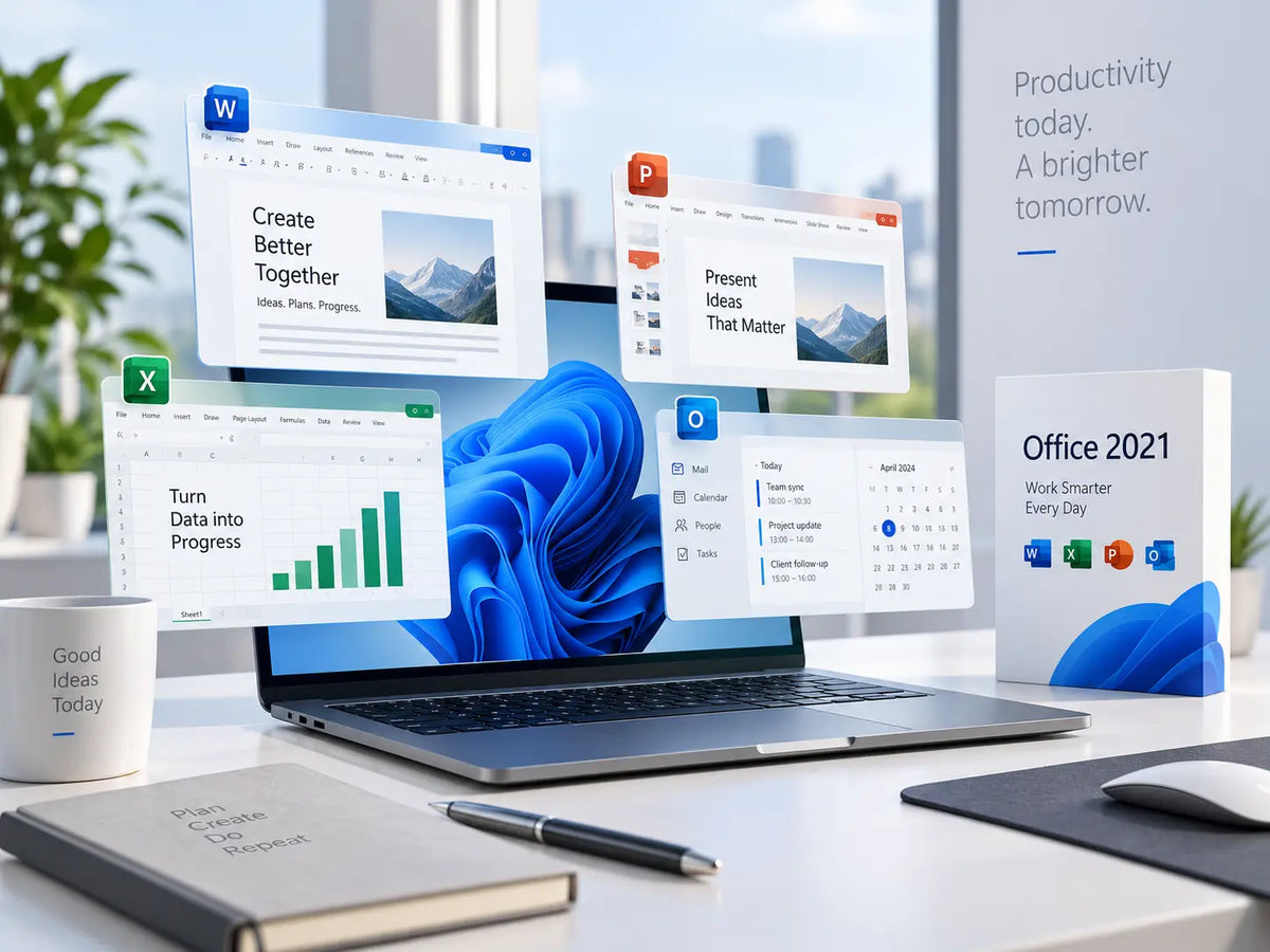 Microsoft Office 2021 kaufen bei Lizenzplanet mit Word, Excel, PowerPoint und Outlook