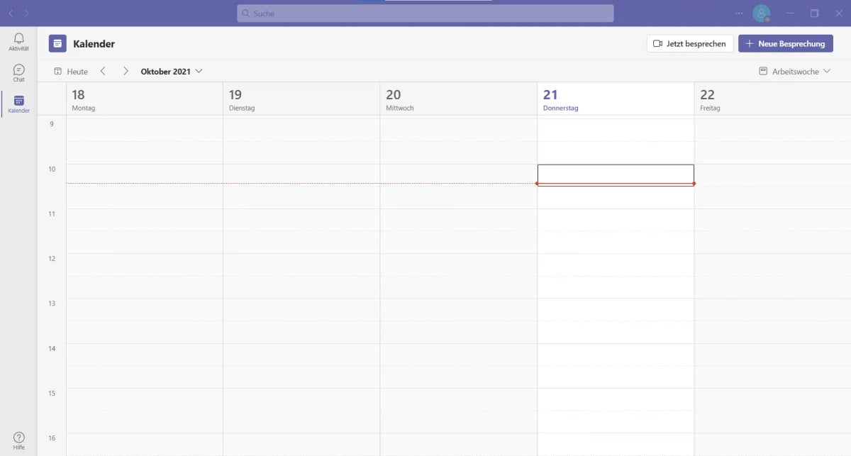 Microsoft Teams Kalenderansicht unter Windows für Besprechungen und Termine